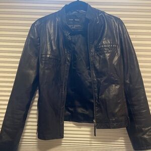 Club Monaco 100% Black Leather Moto Jacket